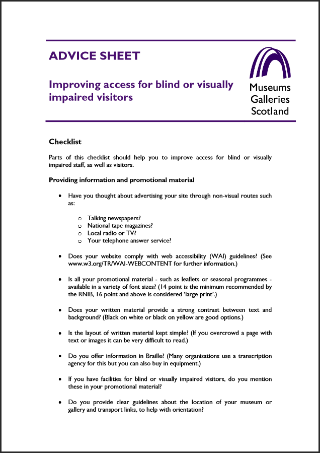 Checklist Blind Partially Sighted